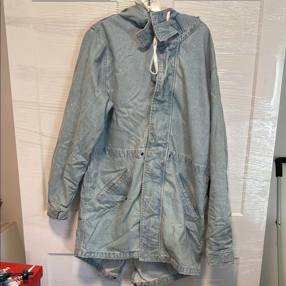Light Blue Hooded Denim Jacket